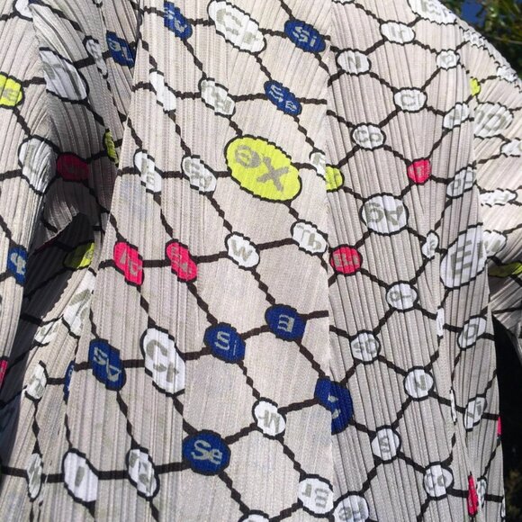 PLEATS PLEASE Issey Miyake Long Sleeve Cardigan Shirt Element Print Gray Size 3 - Picture 8 of 11